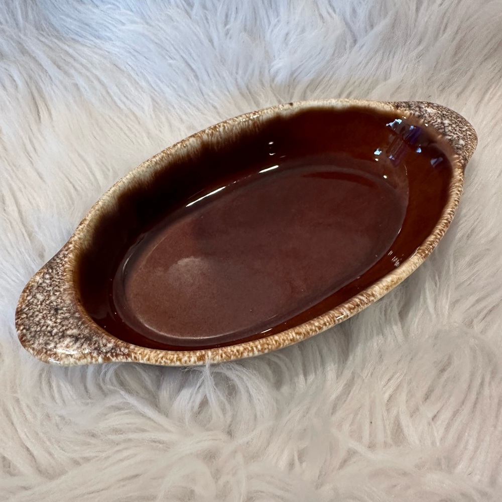 Vintage Hull Brown Drip Glaze 10" Oval Casserole Serving Dish